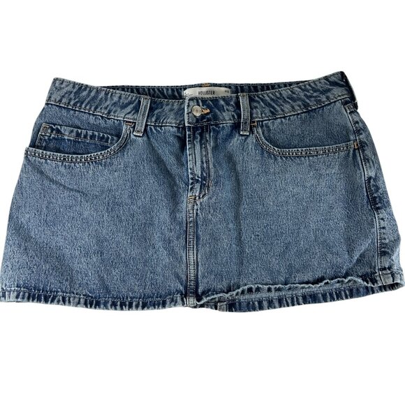 Hollister Y2K Denim Skort Mini Skirt Size 14 Stretch  Medium Wash - Picture 6 of 6